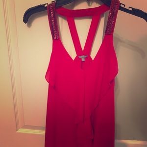 Red top with sequins